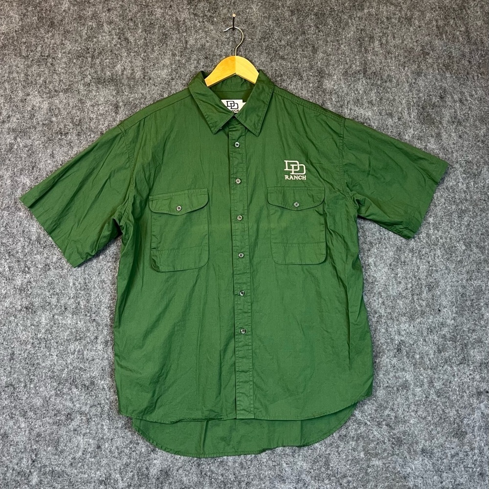 DD Ranch  Shirt Men’s Size L Green 100% Cotton Short Sleeve  Cowboy Western